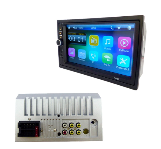 Radio Para Auto Con Pantalla 7” Touch, Con Bisel, Control Remoto Y Mando Para Volante.2