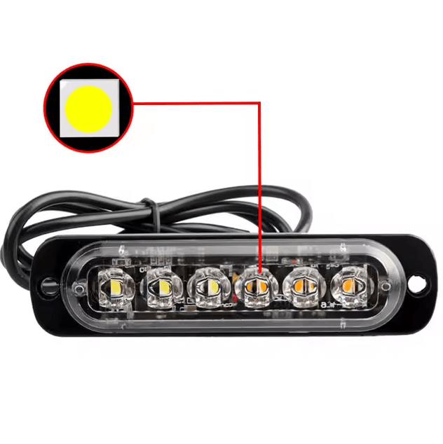 FOCO DESTELLANTE 6 LED AMBAR 12/24v 1