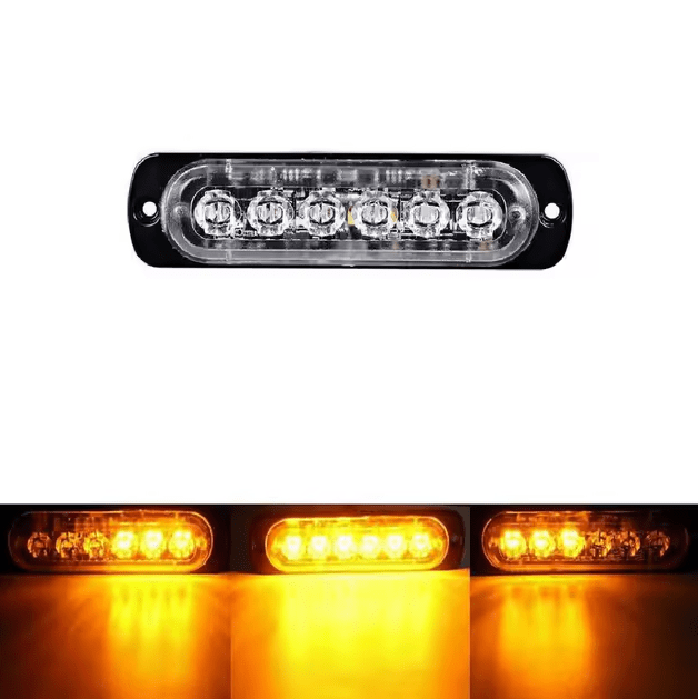 FOCO DESTELLANTE 6 LED AMBAR 12/24v 2