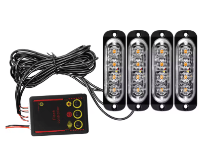 Luces LED estroboscópicas de emergencia, 4 unidades, color rojo, azul, 6 LED. 1