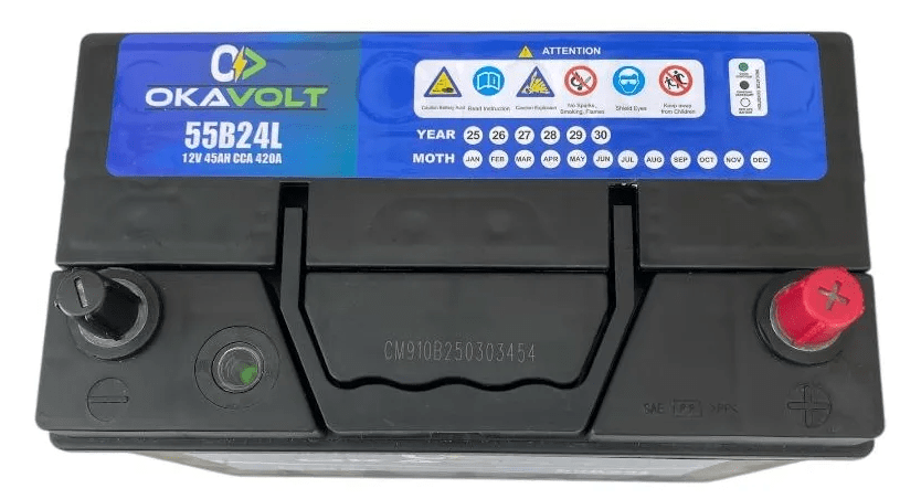 BATERIA AUTO 45AH 420CCA POSITIVO RH BORNE DELGADO   OKAVOLT3