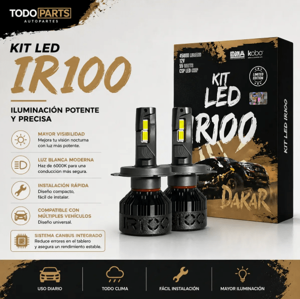 KIT AMPOLLETA TURBO LED DAKAR H4 45 LMN IR1005