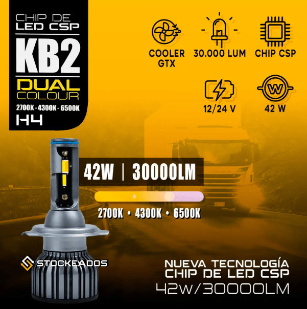 KIT AMPOLETAS LED KB2 DUAL AMARILLA/BLANCO H45