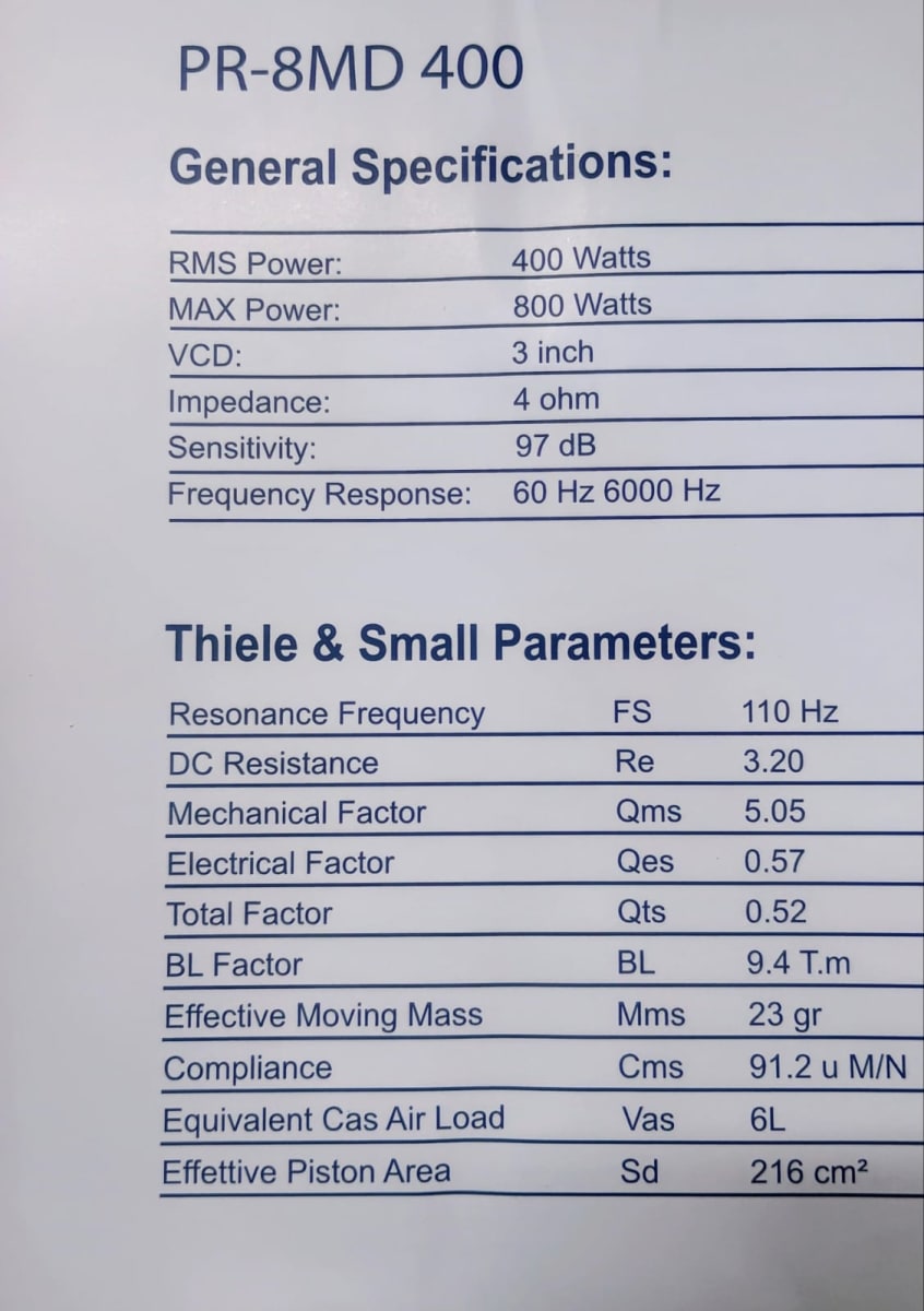 MEDIOS 8 PULGADAS PAR PR AUDIO 400RMS 800WATTS5
