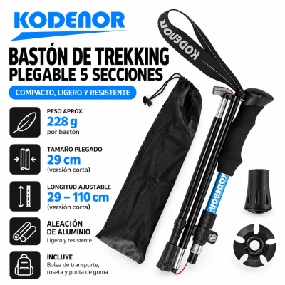 BASTÓN DE TREKKING PLEGABLE 5 SECCIONES1