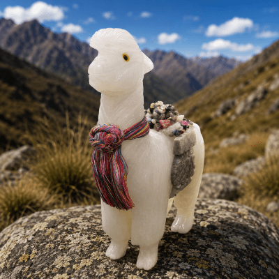 Alpaca, Llama De Estelecnita 17.5 cm: Amuleto de Prosperidad, Abundancia y Suerte Piedra Natural1