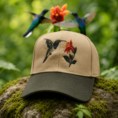 GORRA DUVAL COLIBRÍ Y CANTUTA BEIGE/VERDE OSCURO1