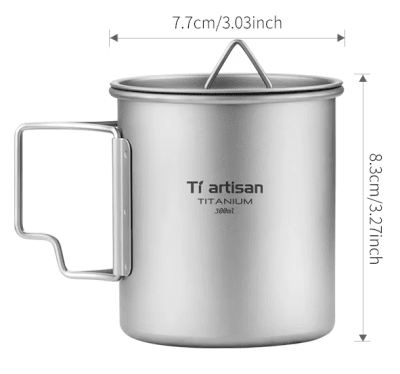 Taza de Titanio Portátil con Asa Plegable Tiartisan 300 ml1
