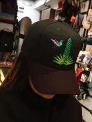 GORRO MARCA DUVAL ESTAMPADO COLIBRI Y PUYA RAIMONDI COLOR VERDE/MARRON