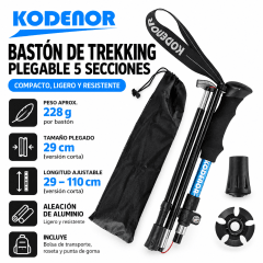 BASTÓN DE TREKKING PLEGABLE 5 SECCIONES
