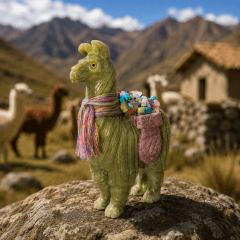 Figura Llama, Alpaca Andina 14 cm: Amuleto de Prosperidad, Abundancia, Buena Suerte y Protección