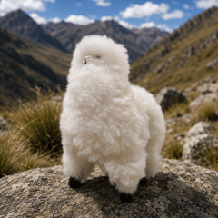 Llama artesanal de fibra de alpaca (20 cm). Textura ultra suave y acabado premium.