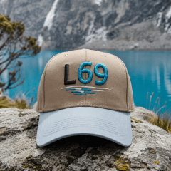 GORRO DUVAL BORDADO LAGUNA 69 COLOR BEIGE/CELESTE