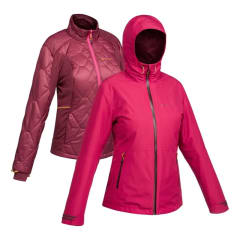 CASACA 3 EN 1 IMPERMEABLE- SH500 MONTAÑA. -10 °C - MUJER