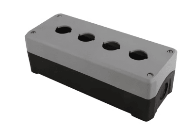 CAJA PLASTICA 4 PERFORACIONES 22MM GRIS/NEGRO