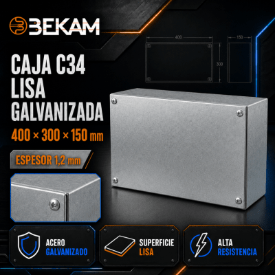 CAJA METALICA LISA GALVANIZADA 400X300X150MM C34