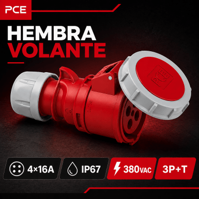 ENCHUFE INDUSTRIAL HEMBRA VOLANTE 4X16A IP67 380VAC1