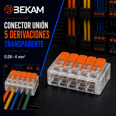 CONECTOR UNION 5 PUNTOS TRANSPARENTE