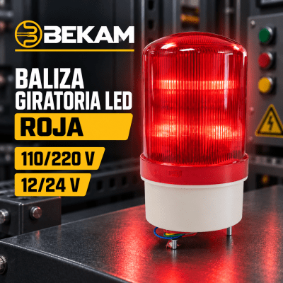 BALIZA LED GIRATORIA ROJA 110-220V 12-24V1