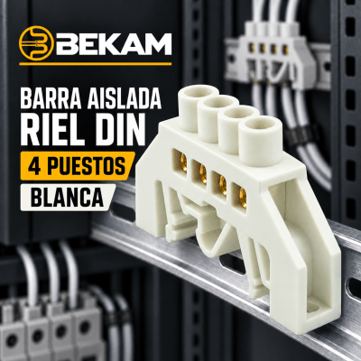 BARRA AISLADA RIEL DIN 4 PUESTOS BLANCA