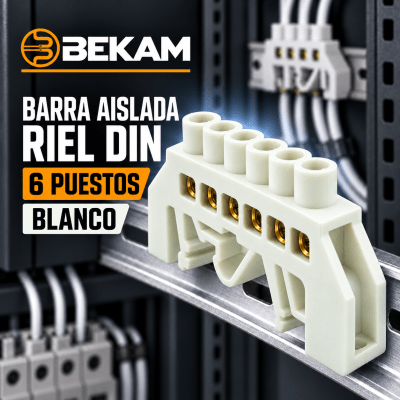 BARRA AISLADA RIEL DIN 6 PUESTOS BLANCO