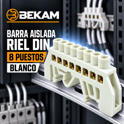 BARRA AISLADA RIEL DIN 8 PUESTOS BLANCO