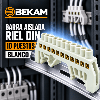 BARRA AISLADA RIEN DIN 10 PUESTOS BLANCO