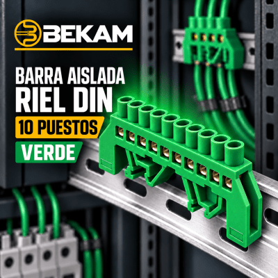 BARRA AISLADA RIEN DIN 10 PUESTOS VERDE