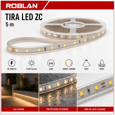 CINTA LED ZC LUZ CALIDA 14.4W 24VDC IP67