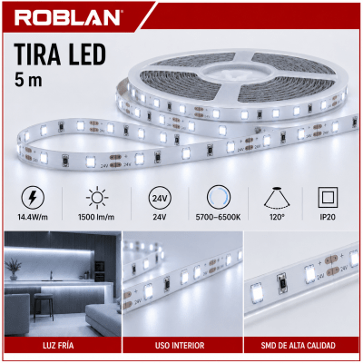CINTA LED LUZ FRIA ZA 14.4W 24V IP20