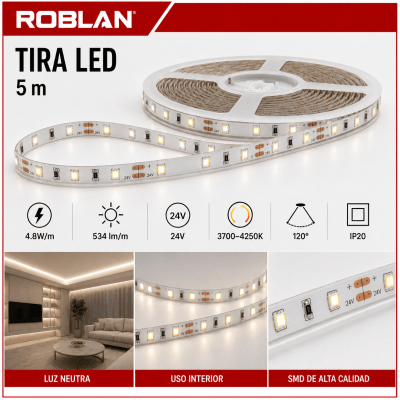CINTA LED LUZ NEUTA ZA 4.8W 24V IP20