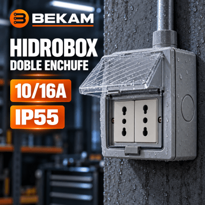 CAJA HIDROBOX DOBLE ENCHUFE 10/16A IP551