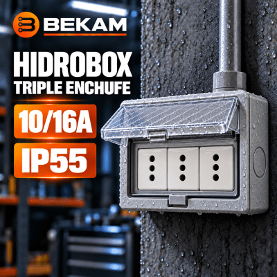 CAJA HIDROBOX TRIPLE ENCHUFE 10/16A IP551