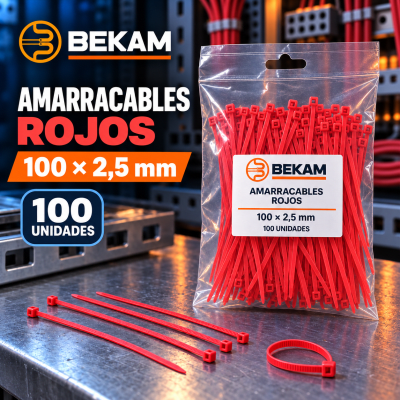 AMARRA CABLES ROJO 100X2,5MM1