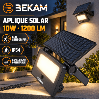APLIQUE SOLAR CON SENSOR 10W 1200LM