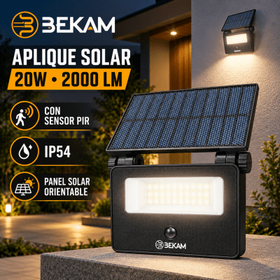 APLIQUE SOLAR CON SENSOR 20W 1200LM