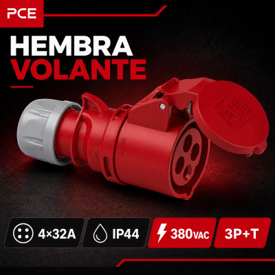ENCHUFE INDUSTRIAL HEMBRA VOLANTE 4X32A IP44 380VAC1
