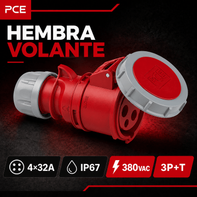 ENCHUFE INDUSTRIAL HEMBRA VOLANTE 4X32A IP67 380VAC1