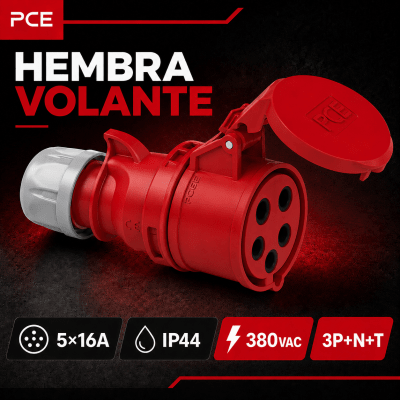ENCHUFE INDUSTRIAL HEMBRA VOLANTE 5X16A IP44 380VAC1