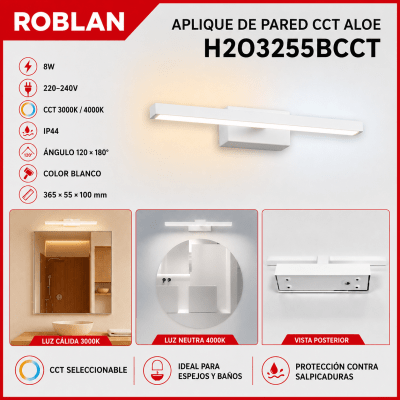 APLIQUE DE PARED CCT BLANCO 8W IP44