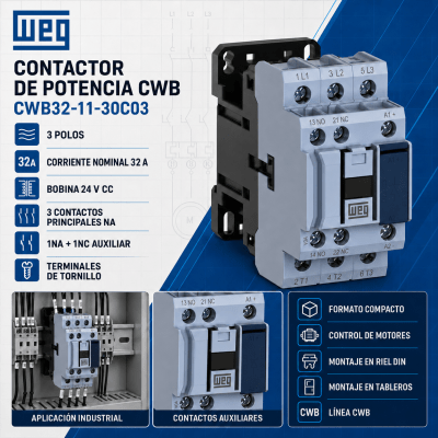 CONTACTOR CWB 3 POLOS 32A 24VDC