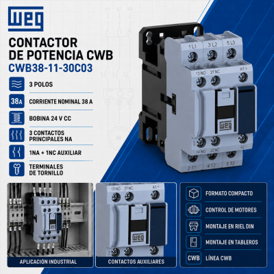 CONTACTOR CWB 3 POLOS 38A 24VDC