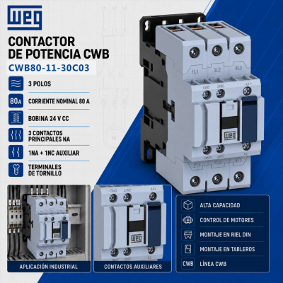 CONTACTOR CWB 3 POLOS 80A 24VDC