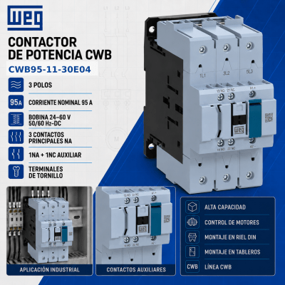 CONTACTOR CWB 3 POLOS 95A 24-60V AD/DC