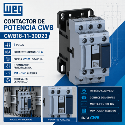 CONTACTOR CWB 3 POLOS 18A 220V