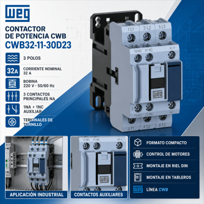 CONTACTOR CWB 3 POLOS 32A 220V IP20