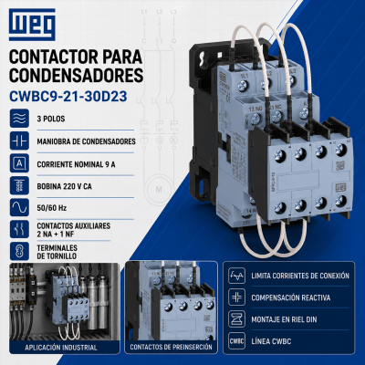 CONTACTOR CWB 9A 200V10KVAR IP20
