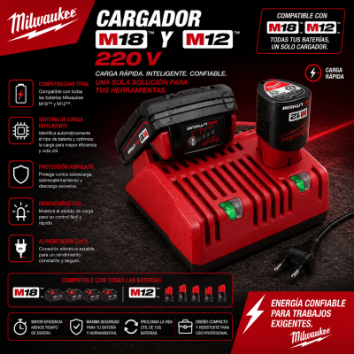CARGADOR M18 Y M12 DE 220V