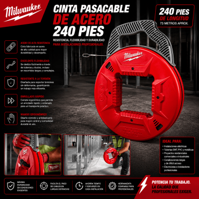CINTA PASACABLE ACERO DE 240 PIES