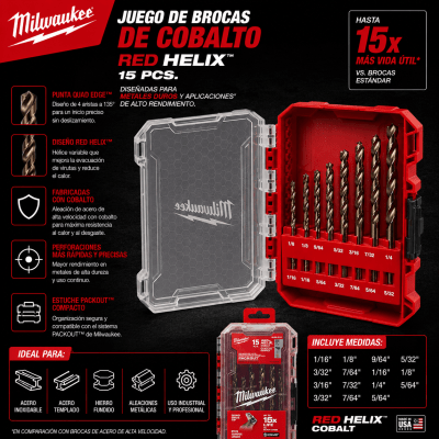 SET BROCAS DE COBALTO 15 PCS